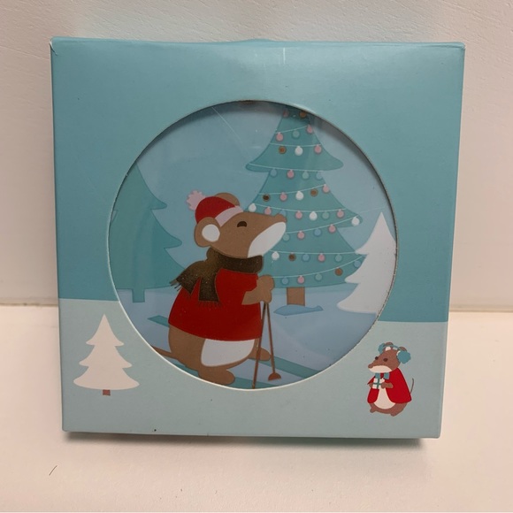 David’s Tea collectible ornament Christmas tree blue with skiing mouse - Picture 2 of 7